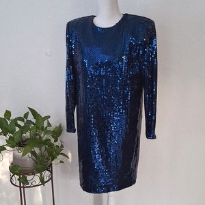 Vintage Hollywood Nites Fully Sequined Cocktail Dress